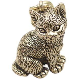 猫咪猫纯黄铜钥匙扣动物包包宠物挂件饰品男女礼物礼品包邮