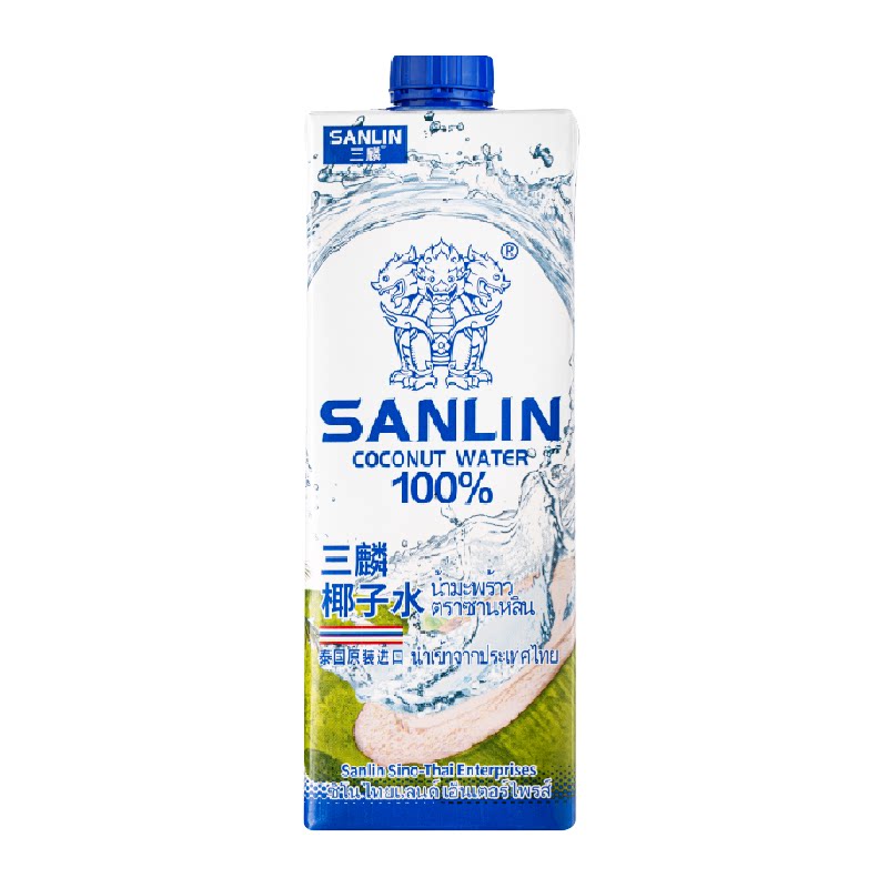 泰国 三麟100%椰子水富含天然电解质NFC椰青果汁1L*1瓶家庭装