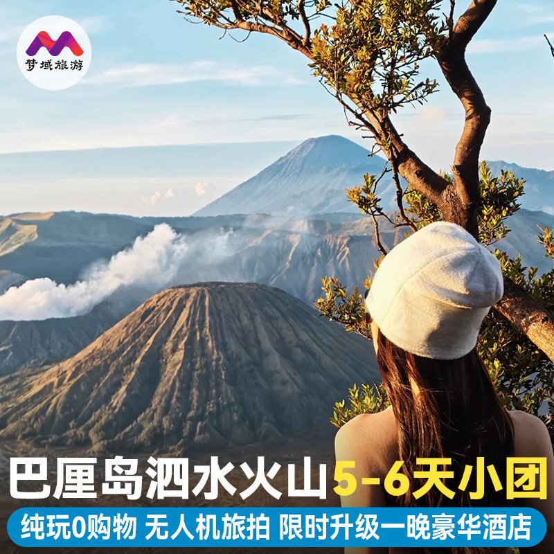不含机票赠航拍纯玩小团|印尼巴厘岛旅游6天布罗火山瀑布海豚跟团
