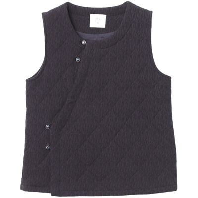 提花棉背心斜开襟中式