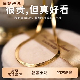 珂梵KEFAN珂梵蛇骨链颈链高级感锁骨轻奢小众镀金刀片链2025新款