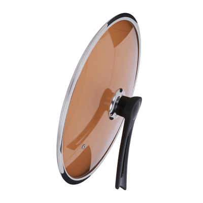 0钢化玻璃透明圆形可立茶色锅盖