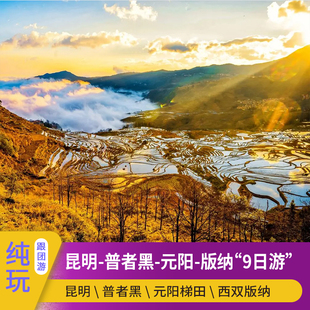 昆明弥勒东风韵普者黑坝美元 纳植物园9日8晚深度游 阳梯田西双版