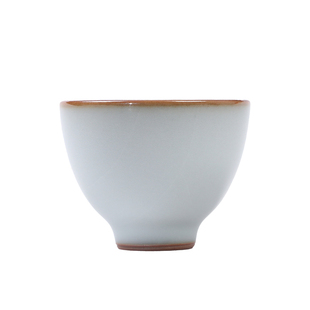 善窑厂善款老月白釉景德镇高温汝瓷开片可养迷你鸡心杯茶杯主人杯