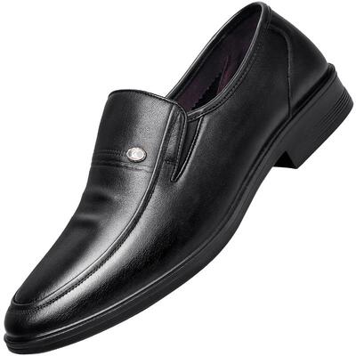 强人3515皮鞋男款真皮透气一脚蹬懒人鞋商务休闲皮鞋软底套脚男鞋