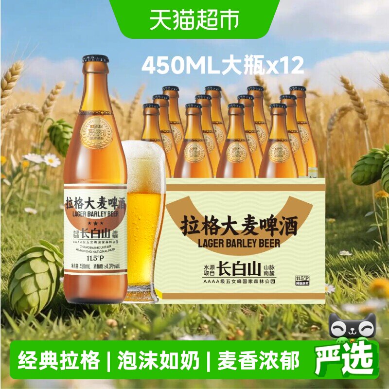 觅刻精酿啤酒11.5&deg;拉格大麦黄啤原浆全麦芽啤酒450ml*12瓶装整箱