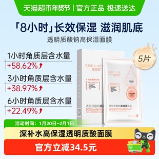 斐思妮透明质酸钠高保湿贴片面膜5片装水润救急深层修护焕活肌底
