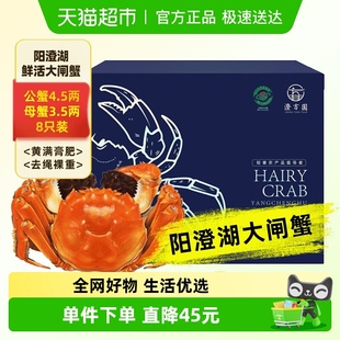 活蟹苏州澄方圆阳澄湖大闸蟹公4.5两母3.5两8只特大鲜活蟹礼盒装