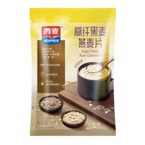 高纤黑麦燕麦片即食早餐高膳食纤维饱腹食1000g