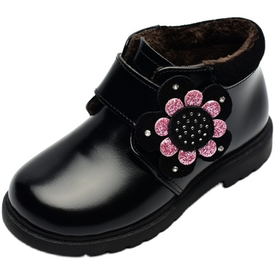 2025新款女童真皮皮鞋女孩公主鞋黑色洋气加绒保暖冬季童鞋