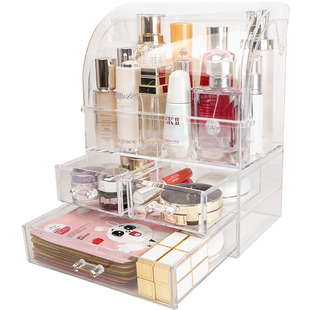 高级感化妆品收纳盒亚克力梳妆台护肤品置物架桌面多层防尘化妆箱