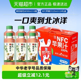 24礼盒 苹果汁125ml 北冰洋甘饮有道绿豆桂花水植物饮料500ml 6瓶