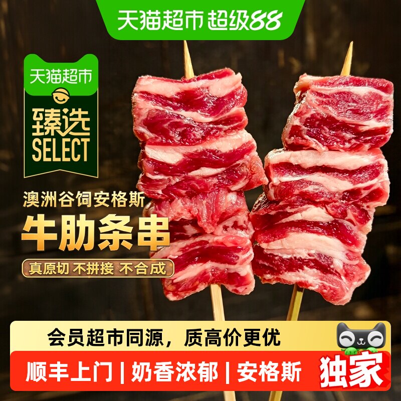 猫超臻选澳洲安格斯牛肉串谷饲牛肋条串澳贝美原切日式烧鸟烧烤肉