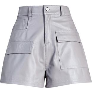 短裤女2025新款冬外穿时尚工装海宁真皮裤绵羊皮休闲裤子高腰靴裤