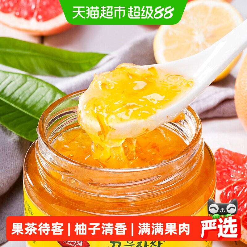 包邮福事多蜂蜜柚子茶40%沥干物500g泡水喝冲泡饮品水果花茶果酱