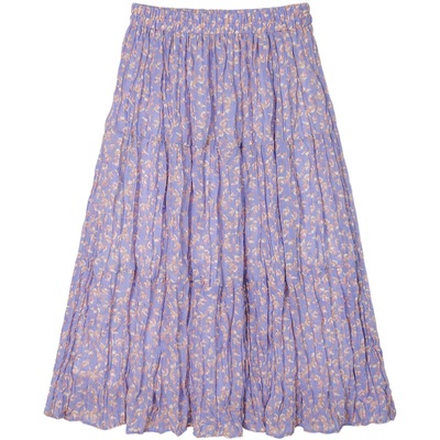 花吉q199紫色松紧腰春款蛋糕裙