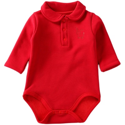 加绒宝宝哈衣保暖翻领POLO打底衫