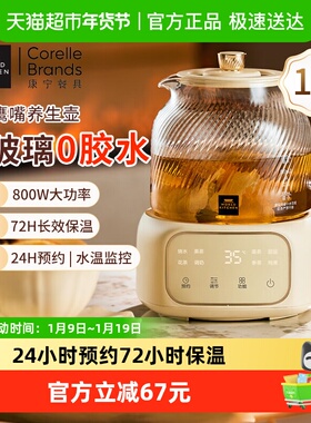 WORLD KITCHEN康宁养生壶玻璃壶体1L办公室煮茶花茶壶电热水壶