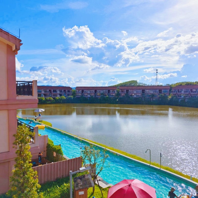 【直出泳道｜花园泡池】台山悦康桥主题嬉水别墅+露天温泉+泳道+水