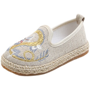 女童中国风绣花鞋民族风儿童古装汉服演出鞋子男童老北京手工布鞋