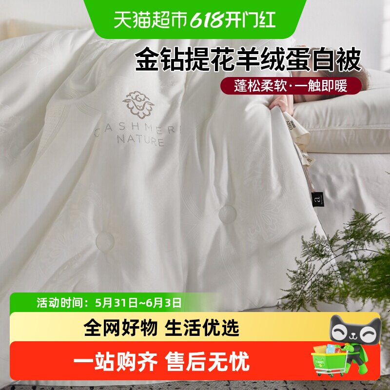 红豆A类羊绒蛋白自发热功能纤维被抗菌春秋冬被加厚保暖四季被芯