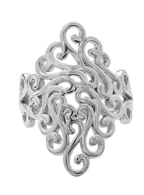 镂空食指戒指925纯银欧美女藤蔓