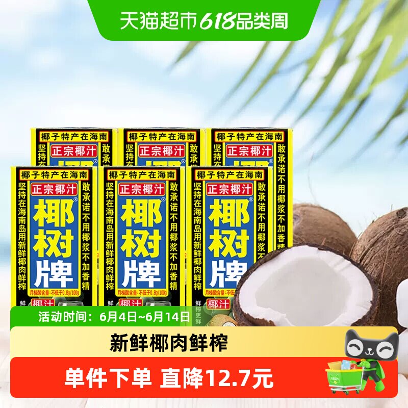 椰树椰奶正宗椰树牌植物蛋白饮料椰汁245ml×6盒海南特产