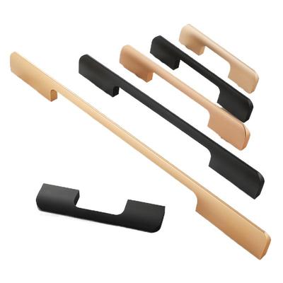 轻奢高档黑色金色衣柜门加长拉手