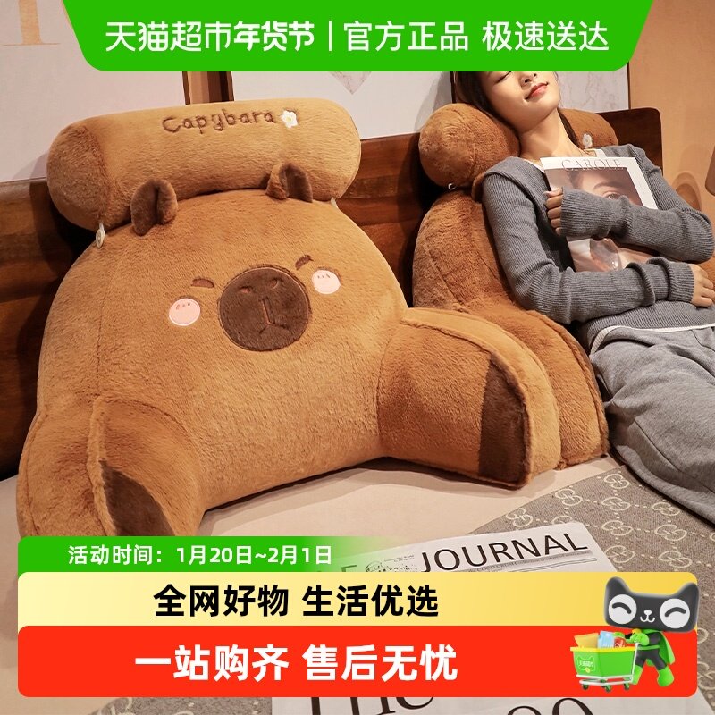 卡皮巴拉抱枕女生睡觉专用床上腰靠座椅靠垫水豚玩偶毛绒玩具,玩具/童车/益智/积木/模型,毛绒/玩偶/公仔/布艺类玩具,淘宝优惠券,粉丝福利购,淘宝优惠卷