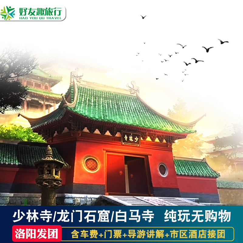 【30人团】洛阳出发少林寺龙门石窟白马寺一日游河南洛阳周边旅游