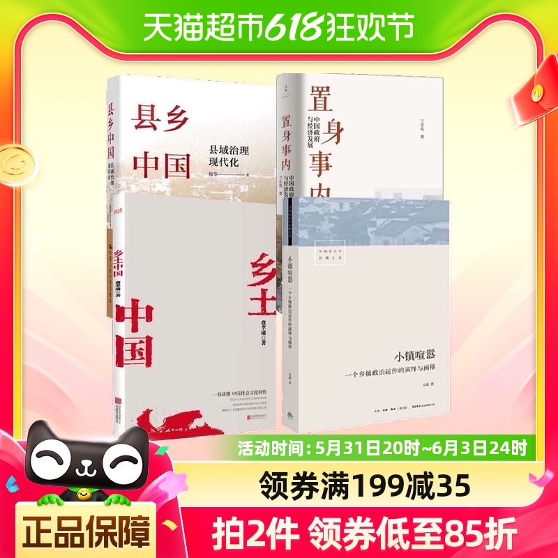 【套装4册】小镇喧嚣+置身事内+县乡中国+乡土中国社会科学书籍