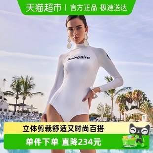 防晒亲肤保守高级 显瘦长袖 范德安时尚 系列连体泳衣女士修身