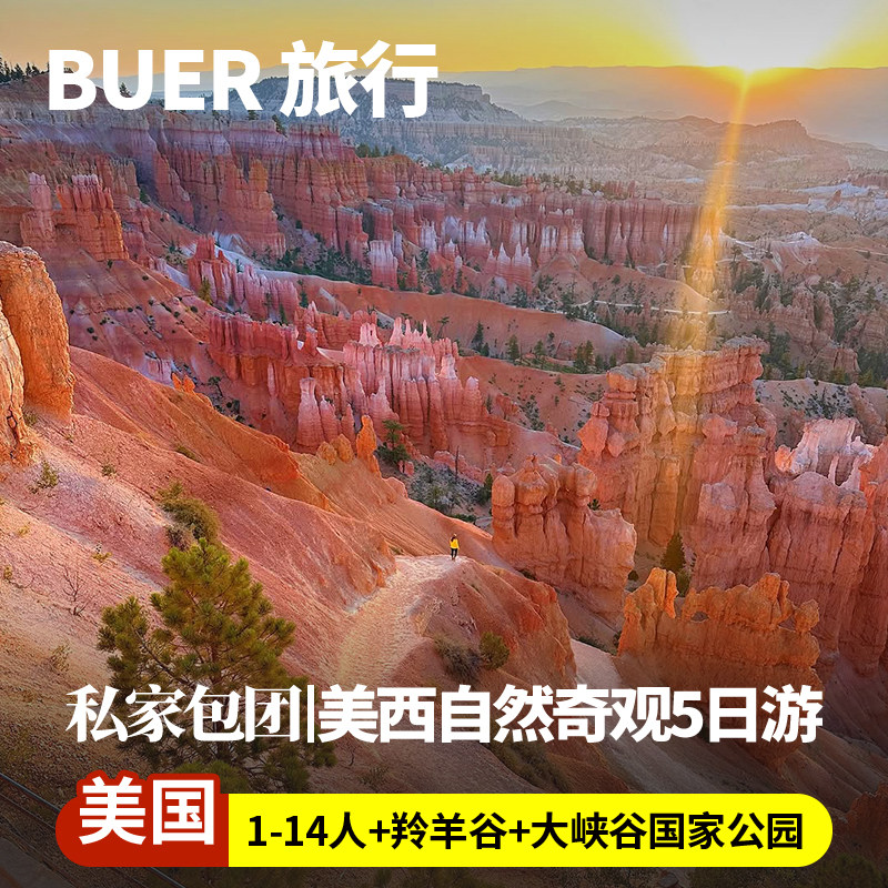 【美西1-14人私家团】美国旅游大峡谷国家公园羚羊谷5天4晚团日游