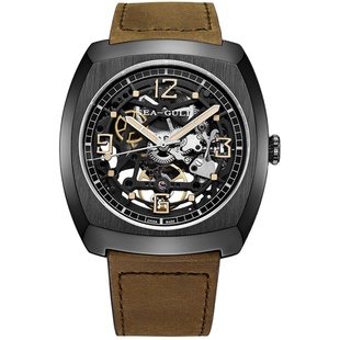 正品海鸥表时尚简约镂空酒桶大表盘全自动机械手表男表腕表6094HK