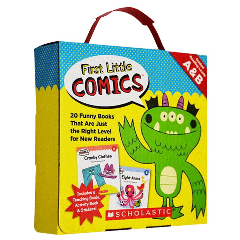 First Little Comics Levels A&B New Readers 英文原版启蒙 学乐初级阅读亲子图画书AB级 20册指导手册全彩入门漫画读物激励贴纸