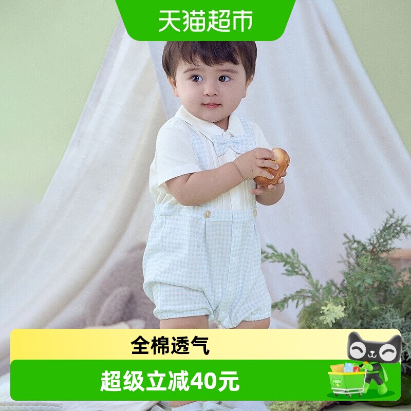 戴维贝拉新生儿爬服纯棉连体衣图片