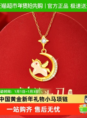 中国黄金珍尚银马生肖本命年项链