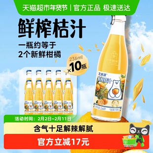 老北京北冰洋鲜榨桔汁气泡水236ml*10瓶果汁含量20%气泡果汁汽水