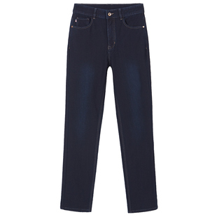 捷纯男士宽松牛仔裤秋冬高腰八面弹力休闲商务莱卡直筒裤男裤子