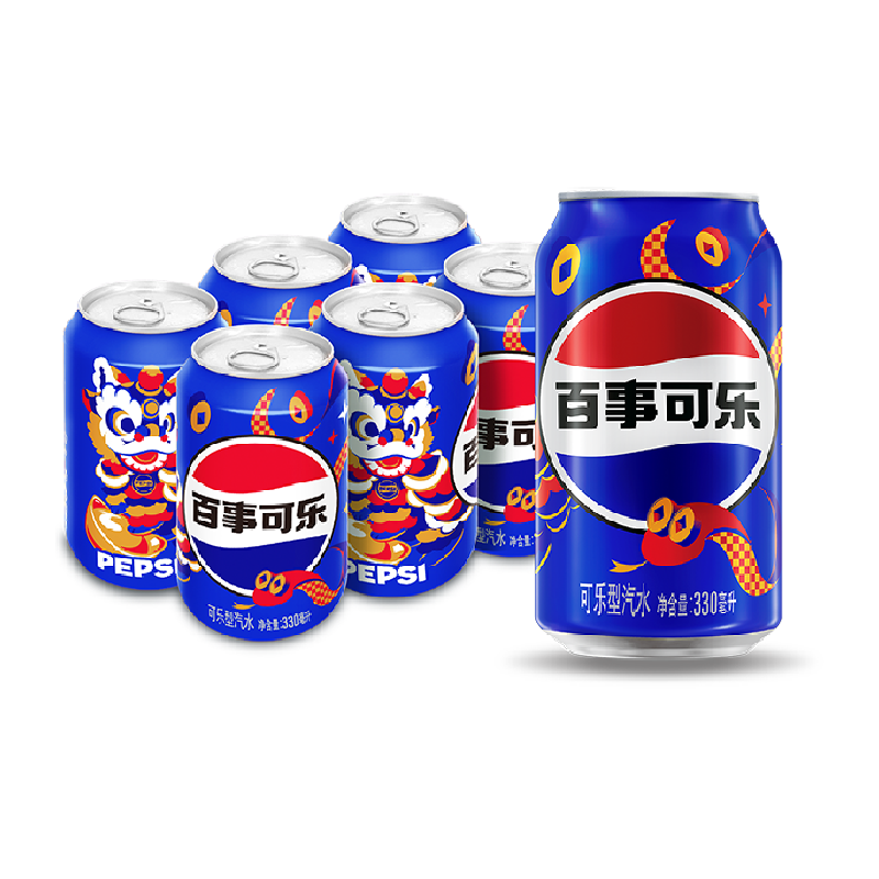 百事可乐碳酸饮料330ml*6罐（包装随机）