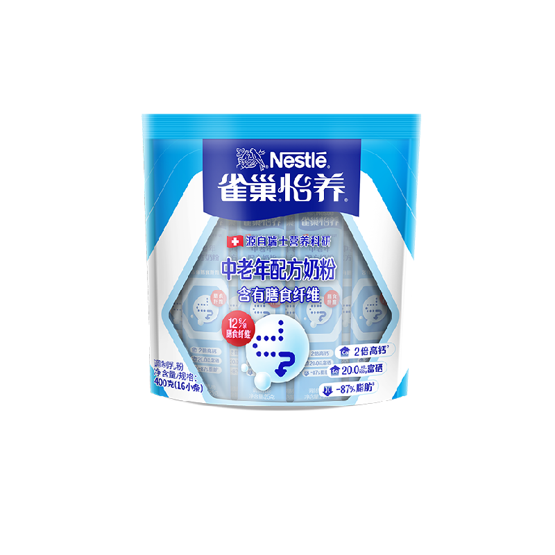 雀巢怡养中老年成人膳食纤维奶粉袋装高钙