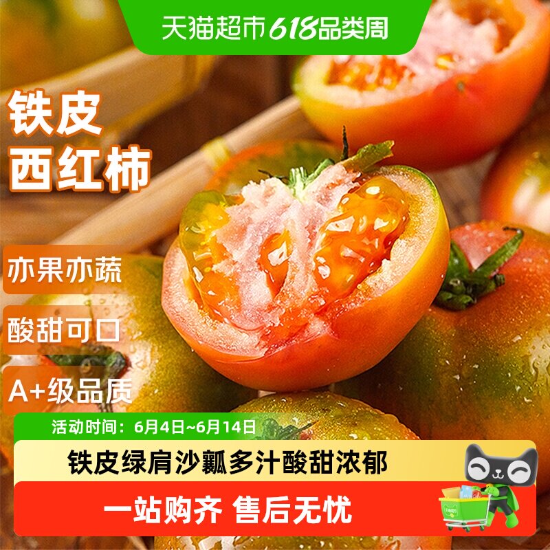 正宗丹东铁皮西红柿东北新鲜绿腚水果番茄碱地草莓柿子