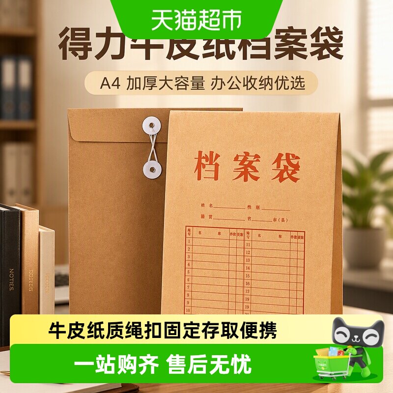 Deli得力A4牛皮纸档案袋书写标签										