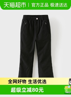 戴维贝拉儿童黑色棉裤反季清仓冬装女童夹棉加厚裤子中大童喇叭裤