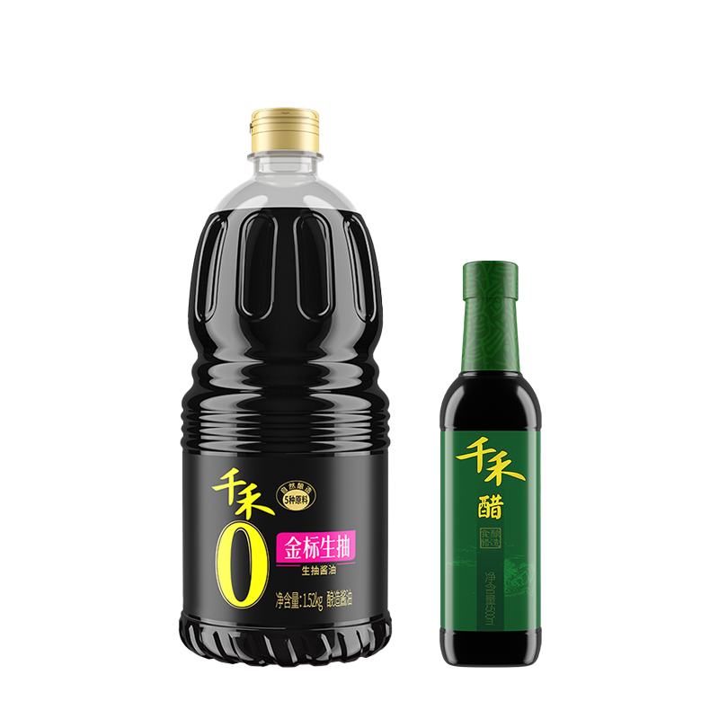 千禾零添加金标生抽醋调味组合大瓶实惠粮食酿造家用炒菜烹饪凉拌