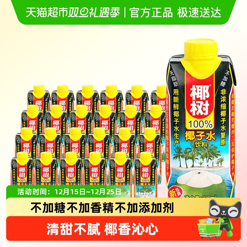 椰树椰子水330ml*24盒/箱椰树椰汁植物蛋白海南特产椰子汁