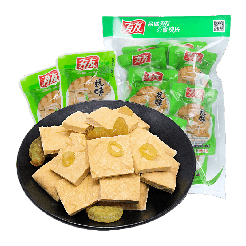 有友泡椒豆干268g即食独立小包豆腐干健康豆制品网红解馋追剧零食