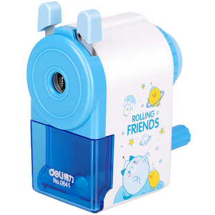 得力铅笔刀削笔器手摇削笔刀学生用卷笔刀钻刨旋绞小学生转笔刀儿童文具学习用品彩铅削笔机手摇转笔刀卷笔器