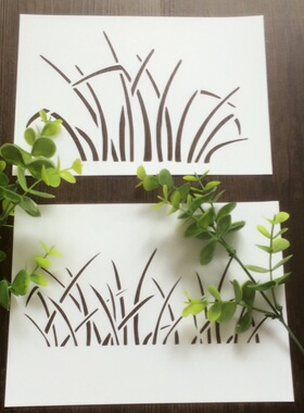 青青草丛镂空型版拓印模板401