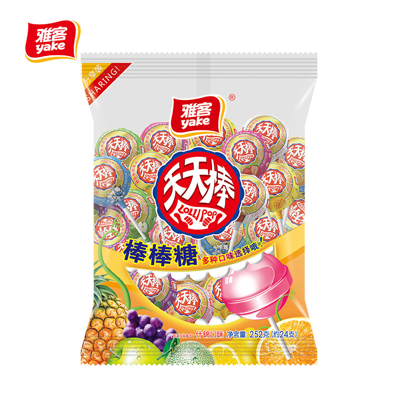雅客天天棒棒棒糖水果味集锦装网红糖果少女儿童办公室休闲小零食